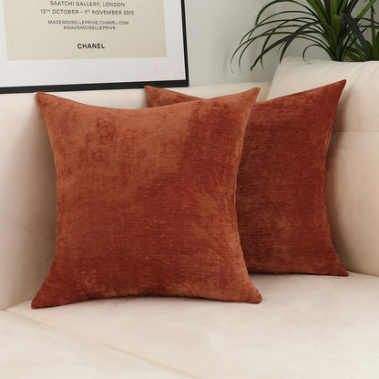 Jeneoo Terracotta Decorative Throw Pillow Covers Soft Chenille Comfy Solid Rust Couch Cushion Case Decor (Set of 2, 20 x 20 Inches)