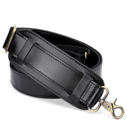Enwaen Black Leather Bag Strap Replacement - Adjustable Shoulder Strap for Messenger Briefcase Duffle Crossbody Bags