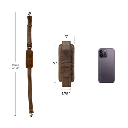 Hide & Drink, Full Grain Leather Adjustable Strap Replacement for Messenger, Duffle and Crossbody Bag, Handmade Shoulder Strap for Men and Women, Bourbon Brown