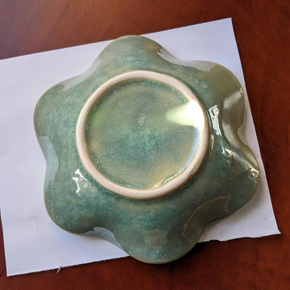 Koyzsen 2Pcs Ceramic Jewelry Dish - Lotus Leaf Shape, for Ring Holder Necklace Small Key, Suitable for Mother Friend Sister, Gifts for Women, Cute Plate Trinket Tray, Home Decor (Emerald Green-2PCS)