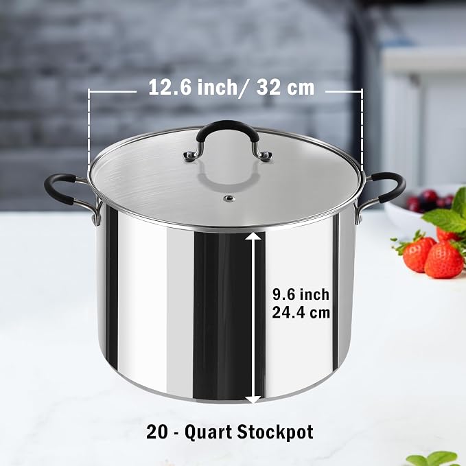 Cook N Home Water Bath Canner, 24 Quart Stainless Steel Stockpot | Large Pot with Stay-Cool Handles, Stockpot for Canning, Jars, Compatible with All Stovetops