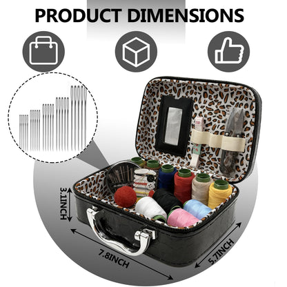 Wshxjzyay Portable Sewing Kit in Faux Leather Case, Sewing Kit, Fix Anything Anytime Portable for Beginners and Professionals