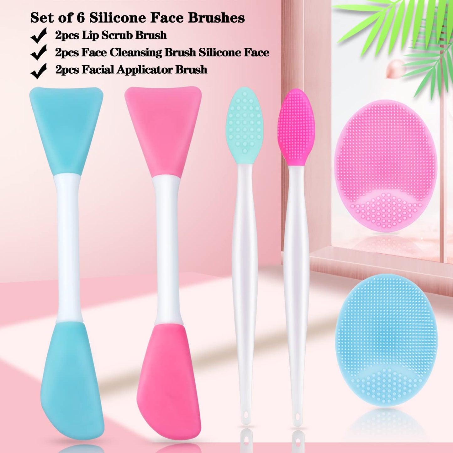 5PCS Silicone Scrubber Set, Lip & Face Cleansing Brush and 2PCS Exfoliating Face Brush for Men & Women