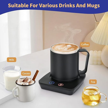 VOBAGA Coffee Mug Warmer with 15oz Mug Set, Electric Coffee Cup Warmer with Three Temperature Settings for Home Office Desk, Smart Coffee Warmer with Auto Shut Off for Cocoa Tea Candles Coffee Gift