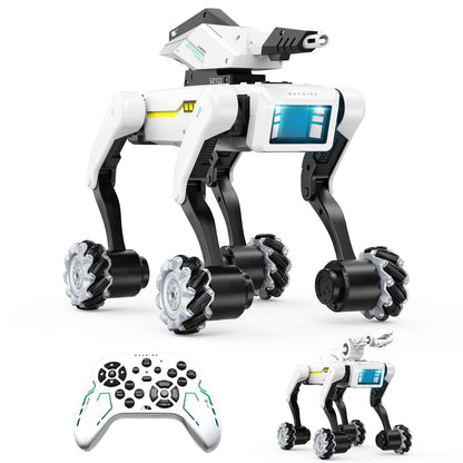 WEACFUS 3 in 1 Robot Dog with Wheels Kit, 30+ Bionic Actions, Voice & Remote Control, Programmable Moves, All-Terrain Stunt Pet, Ideal Gift for Kids Aged 6+(Removable Claw & Cannon)