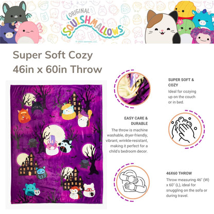 Collectibles Squishmallows Halloween Bedding Super Soft Cozy Plush Throw, 46 in x 60 in, (Officially Licensed Product) by Franco