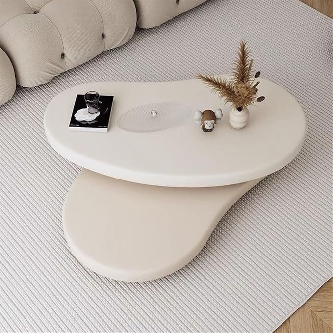 Modern Rotating Double-Decker Coffee Table, Mango Shaped Center Table | Irregular Dining Table for Living Room, Tea Table for Bedroom and Office Spaces