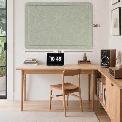 Lightomorrow Large Bulletin Board, 48 x 36 Inches Cork Board Alternative Decorative Felt Pin Board with Safe Removable Adhesives & 20 Push Pins for Home Office Classroom Walls-Sage
