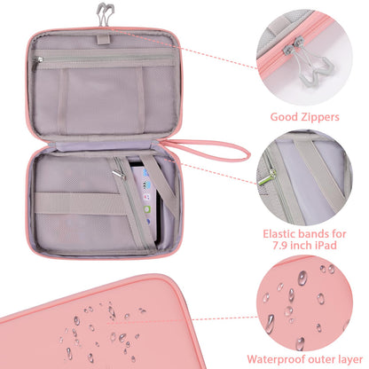 DDgro Electornics Travel Organizer Case for Cable/Cords/Charger/Tech Accessories, Large Pouch Bag for Woman (Pink, PU-Large)