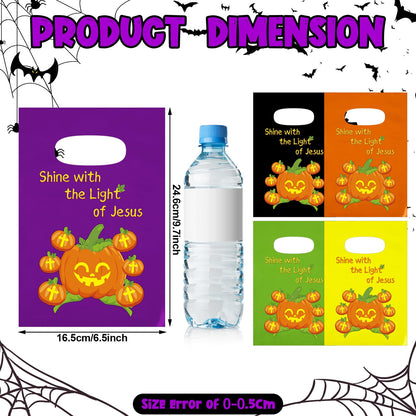 Tenceur 300 Pcs Halloween Religious Pumpkin Candy Bags for Kids Bulk Christian Jesus Bible Gift Goody Halloween Bags for Party Favor
