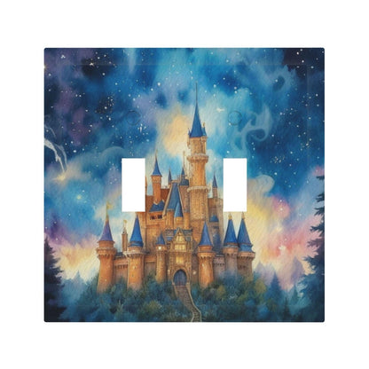 Decorative Art Light Switch Covers Enchanted Castle 2 Gang Double Toggle Wall Plate Decorative Switchcover Electrical Switchplate for Home Decor