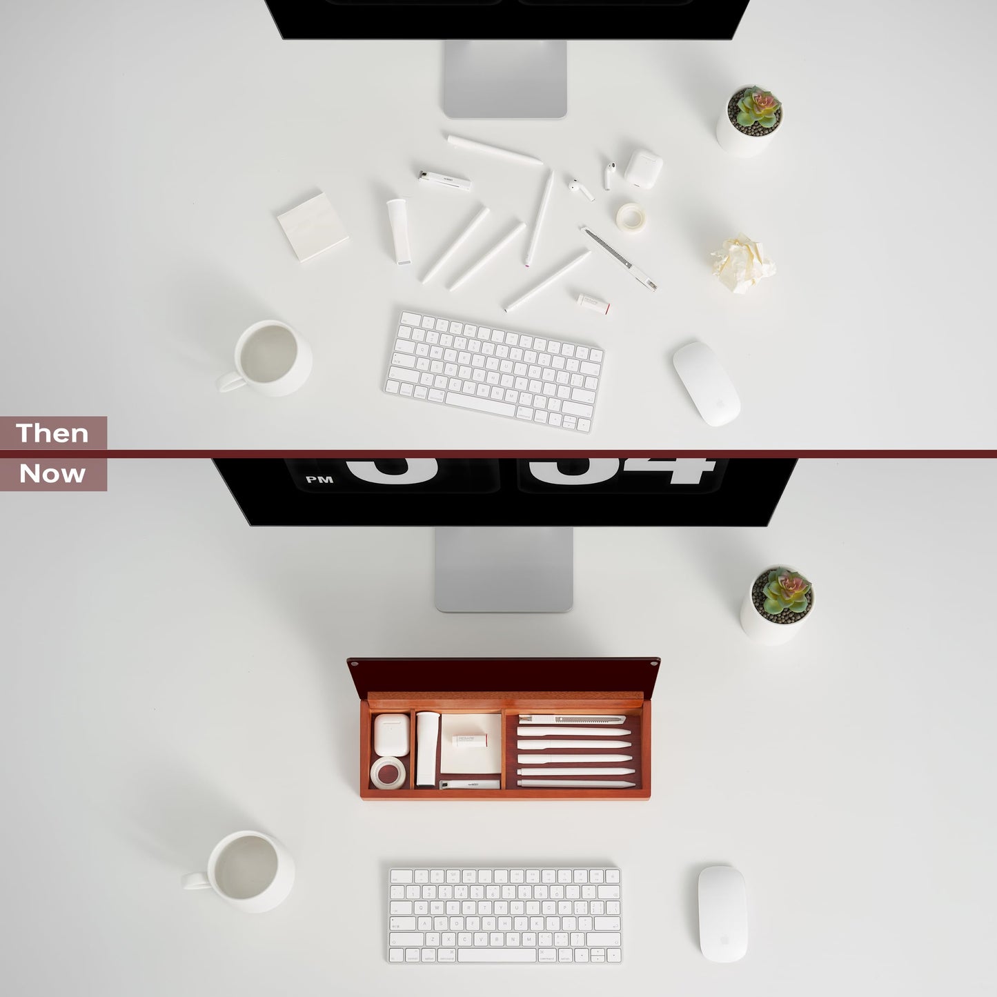 Desk Whiteboard with Wooden Organizer Box for Office Supplies Storage, Desktop Dry Erase White Board with Drawer for Stationary, Marker & Eraser Included, Yeoux