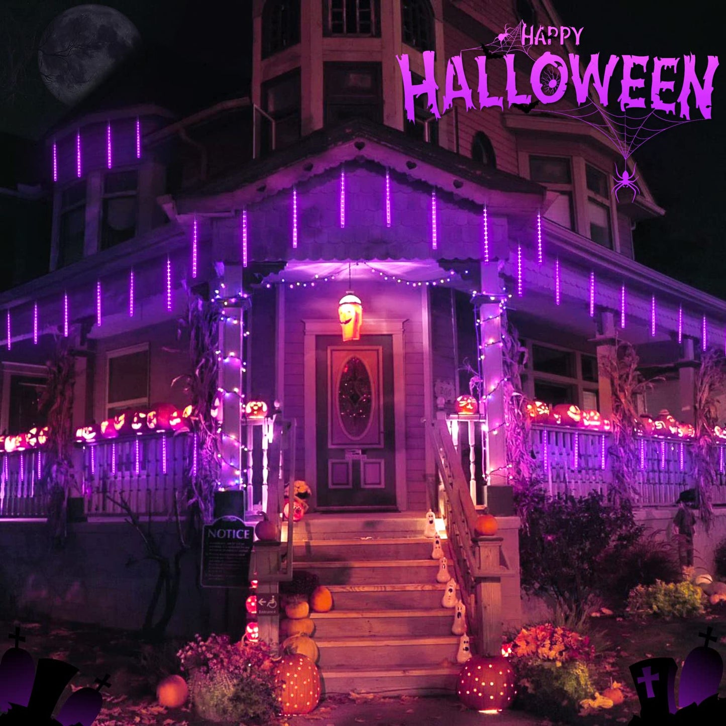 JMEXSUS Solar Halloween Lights Outdoor Purple Solar Lights