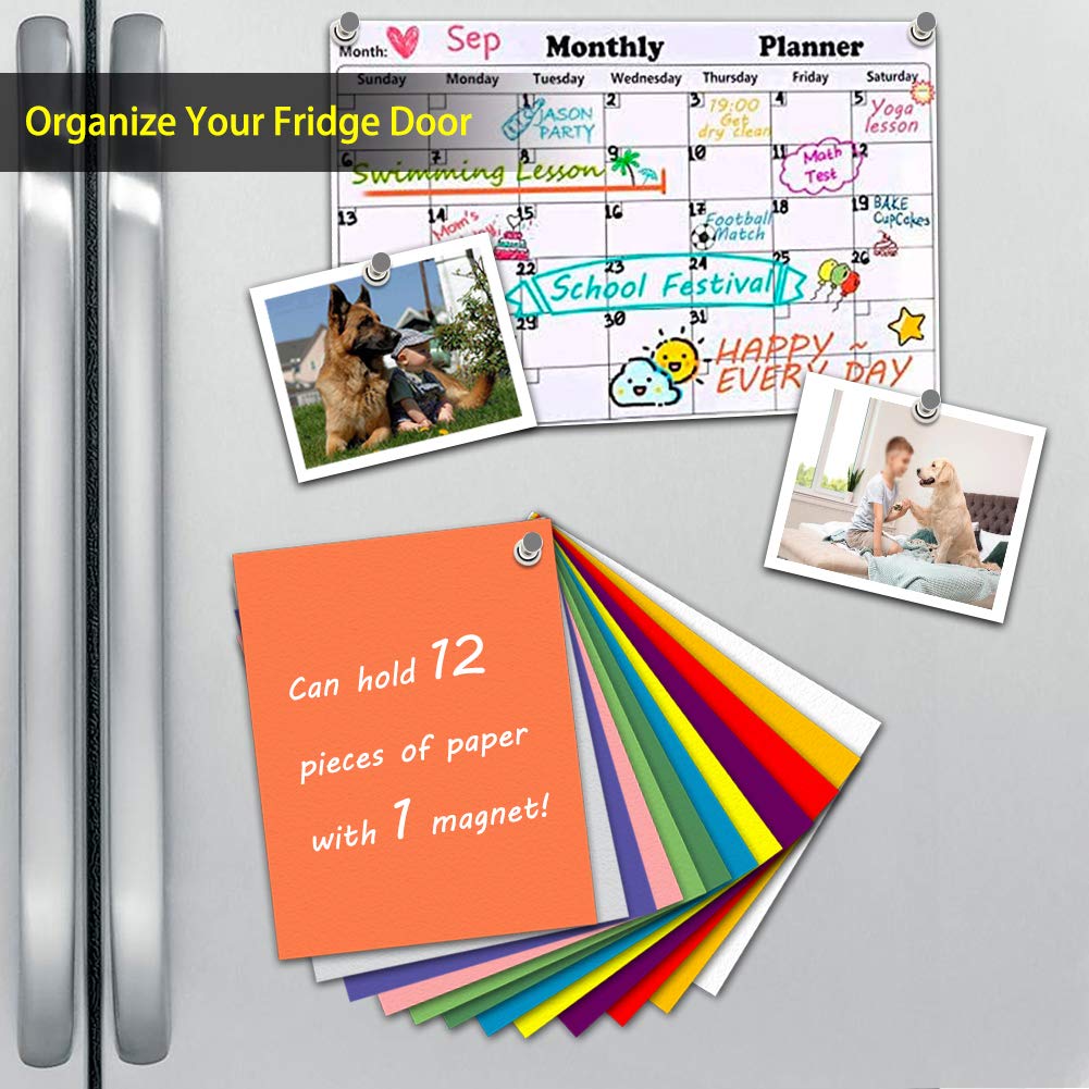 Magnetic Push Pins for Refrigerator Magnets, 16pcs Brushed Nickel for Office, Whiteboard, Map Magnets