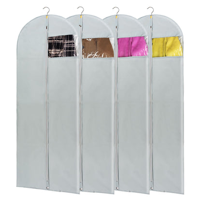 Dress Bags for Gowns Long, 4 Pack-65" Long Dress Bags Foldable Long Garment Bag with Clear Window for Storage and Travel-24"x65"/4 Pack