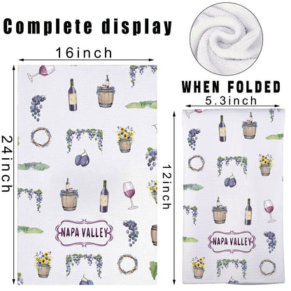 JNIAP Napa Valley Kitchen Towel Wine Glass and Vineyard Towel Napa Valley Lovers Gifts Napa Valley Theme Gifts (Napa Valley kt)