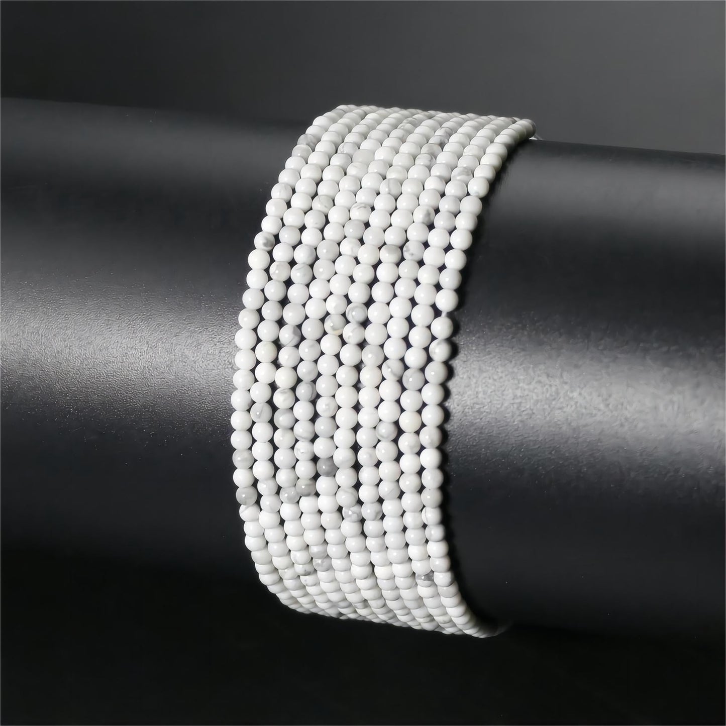 MJDCB 320pcs Natural Small Stone Beads 2mm White Howlite Round Smooth Loose Gemstone Bead for Jewelry Making Bracelets Earrings Necklaces Accessories