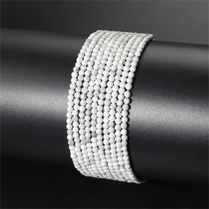 MJDCB 320pcs Natural Small Stone Beads 2mm White Howlite Round Smooth Loose Gemstone Bead for Jewelry Making Bracelets Earrings Necklaces Accessories