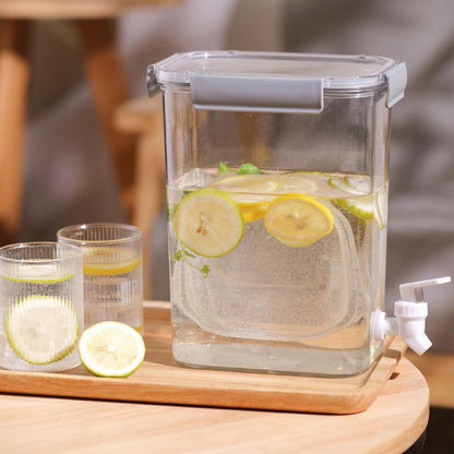 Elsjoy 1.2 Gallon Plastic Drink Dispenser with Spigot, Cold Beverage Dispenser Fridge Drink Container for Iced Tea, Lemonade, Coffee