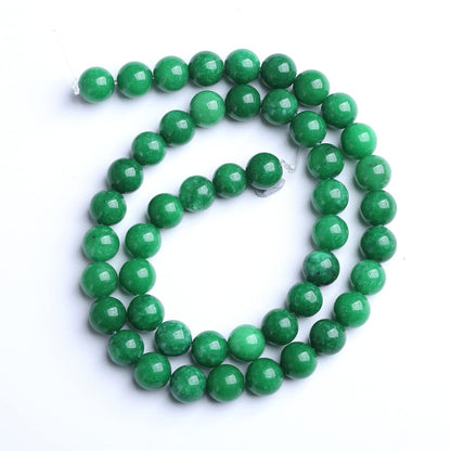 75PCS 10MM Natural Stone Green Cloudy Jade Spacer Loose Beads for Jewelry Making DIY Bracelet Necklace