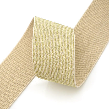 BAOKELAN Women Wide Stretchy Waist Belts Elastic Cinch Belt for Dresses Bling Beige Gold 65CM