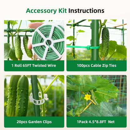 Laodier Cucumber Trellis for Raised Bed, U-Shape Garden Arch Metal Support for Climbing Plants, Metal Arch Plant Support Vegetables Trellis, Plant Support for Vine(Green, 63 * 30 * 47inch(L*W*H))