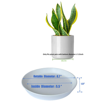 2 Pack Plant Saucer Pot Trays, 4 6 8 10 12 14 15 Inch Plant Saucers Water Catcher Tray for Indoor & Outdoor Planters,Durable Ceramic Plant Tray for Flower Pot （6 inch White）