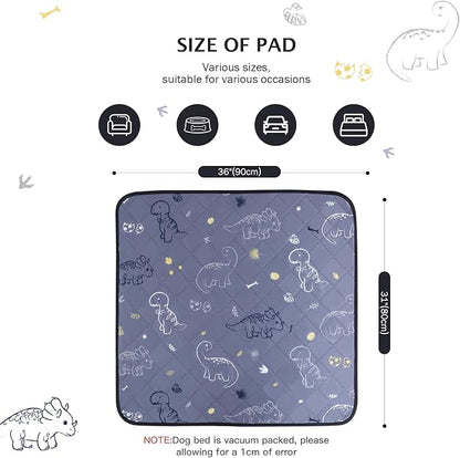 IEUUMLER Washable Pee Pads for Dogs, 2 Pack Non-Slip & Waterproof Whelping Pad, Reusable Puppy Potty Training With Fast Absorbent for Playpen EU007 (Gray Dinosaur, 31"X36"-2pcs)