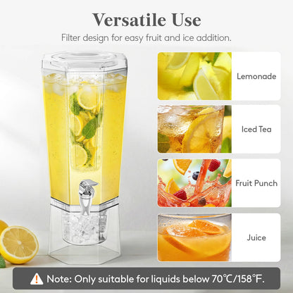 Lifewit 1.6 Gallon Drink Dispenser for Parties 2 Pcs, Plastic Beverage Container for Juice/Tea/Soda with Stand & Fruit Infuser, Clear Lemonade Dispenser with Leak-Proof Spigot, BPA Free Water Pitcher