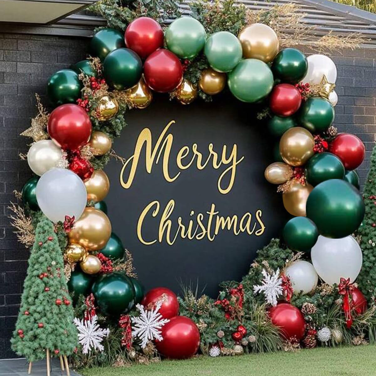 GUANSEN 7.2FT Black Round Backdrop Cover for Wedding,Circle Balloon Arch Backgound Stand Cover for Birthday Party Baby Shower Halloween Decoration