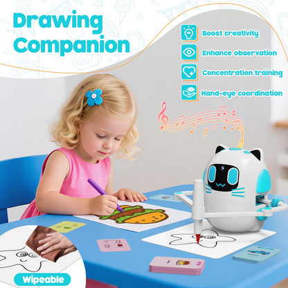 Drawing Robot for Kids with Camera Recognition, Smart Drawing Robot for Kids 3-8, Interactive Educational Drawing Machine with 150 Cards & 12 Colorful Pens, Christmas Birthday Gifts for kids Ages 3+