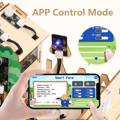 STEM Kit for Kids Age 12+, ACEBOTT ESP32 Smart Farm STEM Kit Compatible with Arduino & Scratch, Build IoT Greenhouse, Automatic Watering & Pet Feeder, DIY Coding Project Gift for Teens & Adults