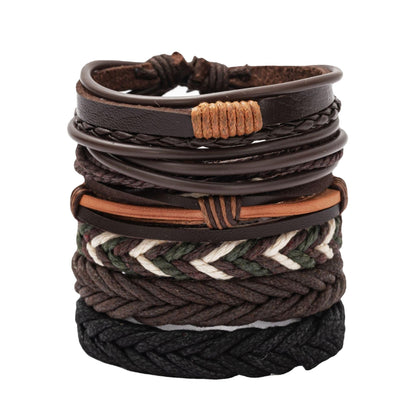 PINKPIN 24Pcs Adjustable Braided Leather Bracelets for Men Women Wrap Cuff Bracelet Cords Ethnic Tribal Handmade Wrap Wristband Bracelets Set