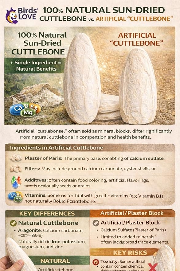 Birds LOVE 5.5-6″ Cuttlebone for Birds – 100% Natural Sun-Dried Calcium & Beak Conditioning Supplement for Parakeets, Budgies, Cockatiels, Finches & Canaries – 12 Pack with Holder – Made in Vietnam