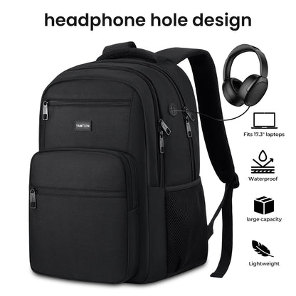 YAMTION Laptop Backpack for Men and Women, Black Backpack, School Backpack for Boys and Girls, Bookbag, Work Backpack Fits 15.6 Inch Laptop and Notebook
