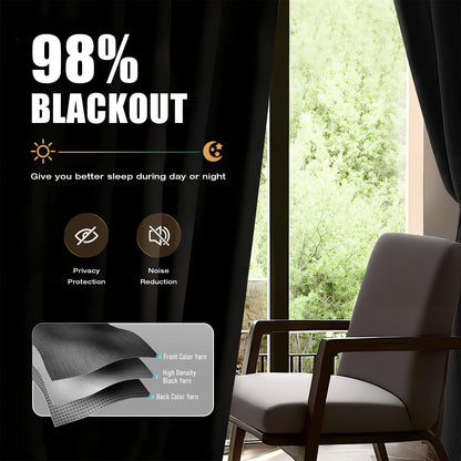 Room Divider Blackout Curtains w/Bendable Ceiling Track,Soundproof,Black