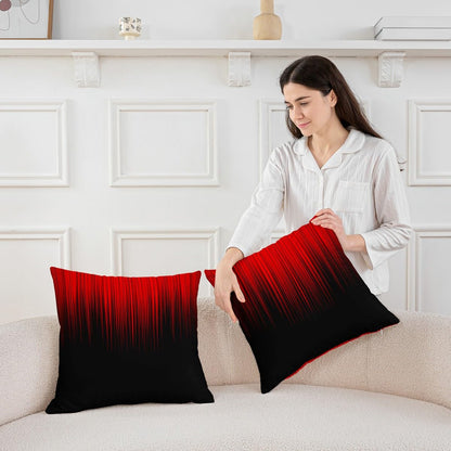 Pack of 2 Geometric Abstract Ombre Decorative Throw Pillow Covers, Soft Red Black Striped Square Cushion Case Set for Couch Sofa Bedroom Living Room, Modern Pillow Cases Pillowcases, 20x20 Inches