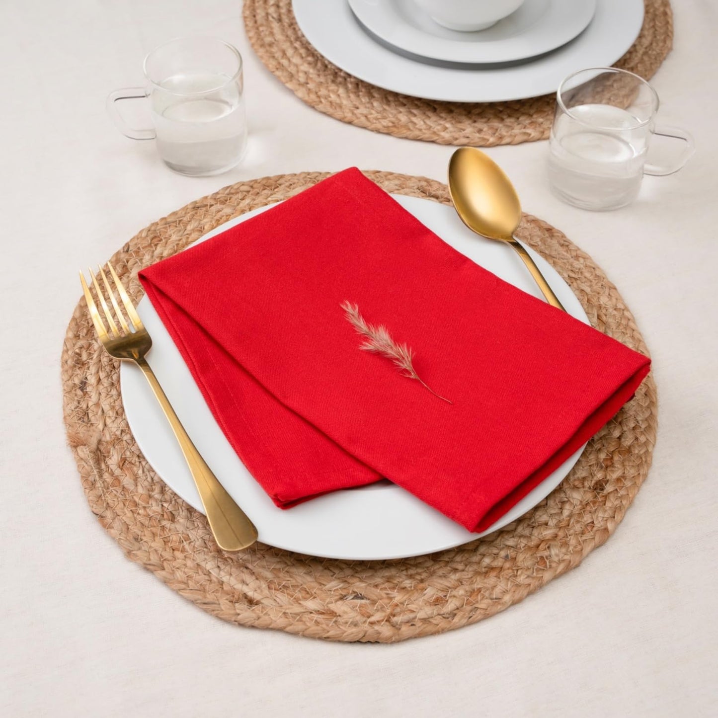 Blue Needles Solid Cloth Napkins Set of 6 Red 100% Cotton Dinner Napkins 18x18 inches - Soft, Reusable, Absorbent & Washable Linen, Ideal for Valentine's Day Events, Parties & Everyday Use