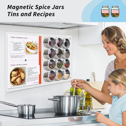 2Pack Magnetic Board,17.1" x 11.8" Magnet Display,for Magnets and Bulletin Board,Suitable for Wall, Refrigerator, Compartment, Cabinet etc,Comes with Dual Lock Tape for Easy Hanging (White