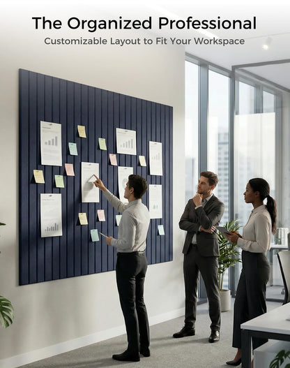 Aothia 12-Pack Felt Bulletin Board Tiles 48"x36", Modular Pin Board for Smooth Walls, Cork Board Alternative for Notes & Photos, 0.35" Thick, 70 Adhesive Tabs & 40 Pins, Navy Blue