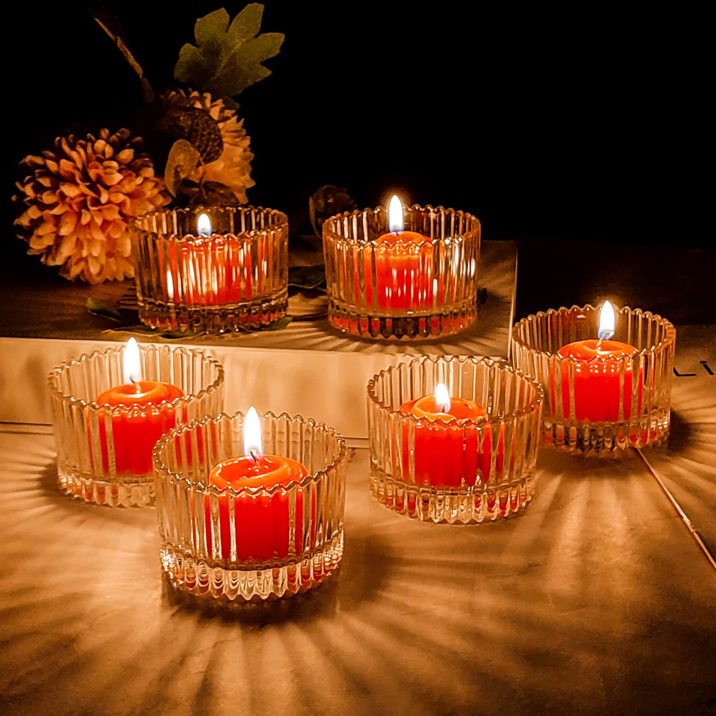 Votive Candle Holders Set of 16, Glass Candle Jars with Lids, Tealight Candle Holder for Wedding, Table Centerpiece, Home Decor