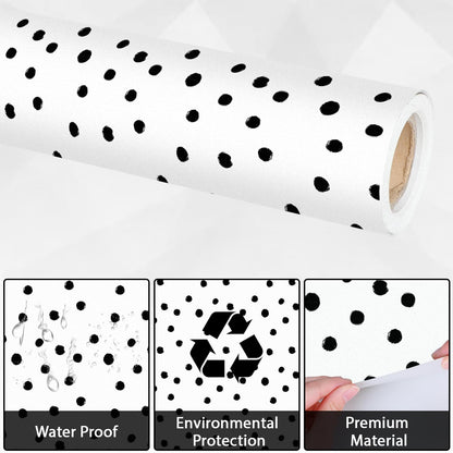 Qyeahkj Black Dot Bulletin Board Paper Roll Black Polka Dot Bulletin Board Background Paper Fade Resistant Classroom Decoration Poster Art Craft Home Wall Education Decor Supplies 17.7in x 20ft