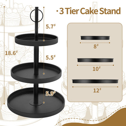 OugeWood Cupcake Stand for 50 Cupcakes,Cupcake Stand Metal 3 Tier Cupcake Tower Black Tiered Tray Stand Cupcake Holder Stand Cake Stand Serving Trays Dessert Stands with Handle for Party