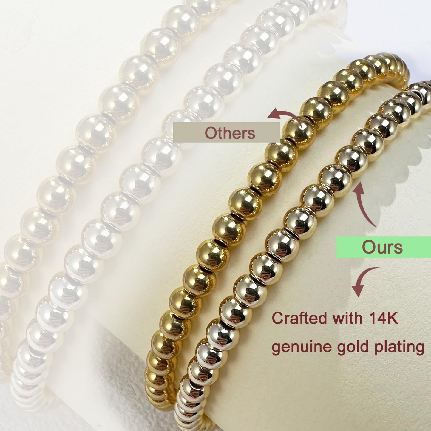 Free bird Ruby Birthstone Bracelet 14K Gold Plated Beaded Bracelets Dainty Stretchable Elastic Beaded Bracelet Stackable Trendy Gold Bracelet for Anniversary Jewelry Gifts