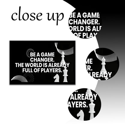 PSYYSP Motivational Wall Art For Office Inspirational Quotes Be A Game Changer Canvas Print Framed Chess Poster For Men Desk Decor Strategy Leadership Empowerment Small 12x18 Inch Artwork