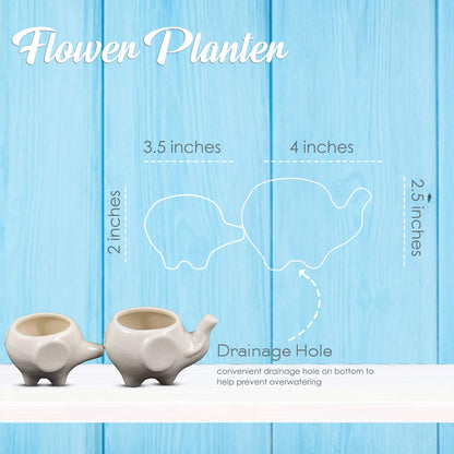 Ceramic Planters for House Plants-Plant Pots Set for Indoor & Outdoor Use (Mama & Baby Elephant Set) by Arad