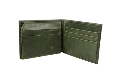 grande 1488 - Genuine Leather Bifold Classic Men Wallet with ID Window - Rustic Green