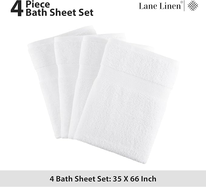 Lane Linen 100% Cotton 4 Pack Bath Sheets