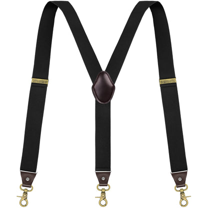 Vauhse Suspenders for Men, Adjustable Suspenders Gold Clip with Elastic Straps Y-Back Construction Heavy Duty for Work Gold Black