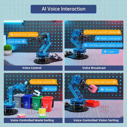 Robotic Arm for Arduino AI Vision & Voice Interaction 6DOF Serial Bus Servo Smart Robot Arm, STEM Project Educational Robot & Engineering Kits, Science/Coding/Programming Set, LeArm AI Advanced Kit